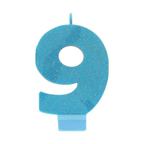 Sparkly Blue Candle - No 9 - Click Image to Close